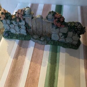 Miniature Stone Garden Wall with Flowers. Cast art
